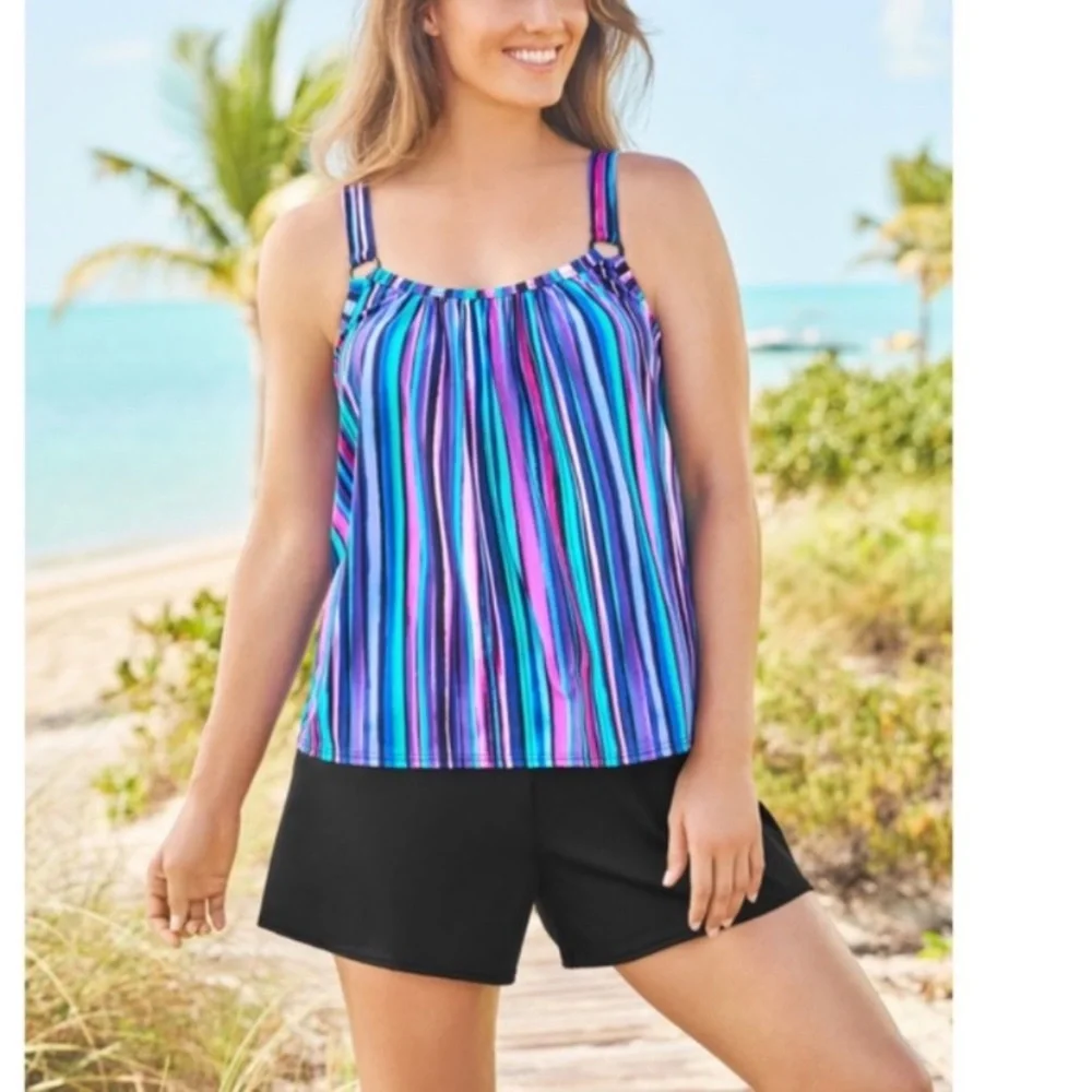NWT One Piece Romper Swimsuits For All plus
Plus size 28 Multicolor Striped